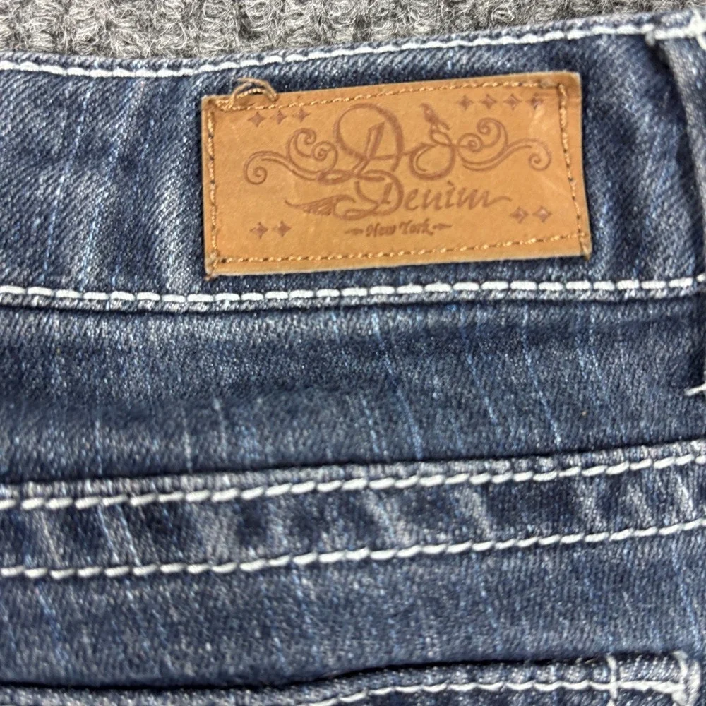 DO Denim Bootcut Jeans Womens 14 Dark Blue Thick Stitch Flap Pocket Y2K Style - Picture 15 of 15